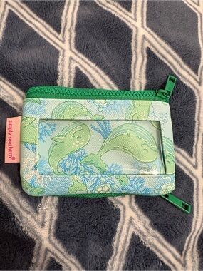 Simply Southern Light Blue & Green Whale ID Wallet with Pink Tag